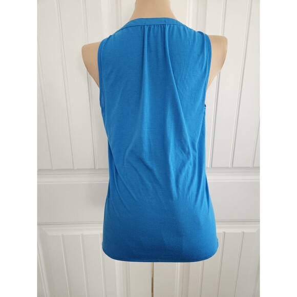 Womens KENNETH COLE REACTION Royal Blue Goldtone Buttons Woven Tank Top M - Picture 5 of 8